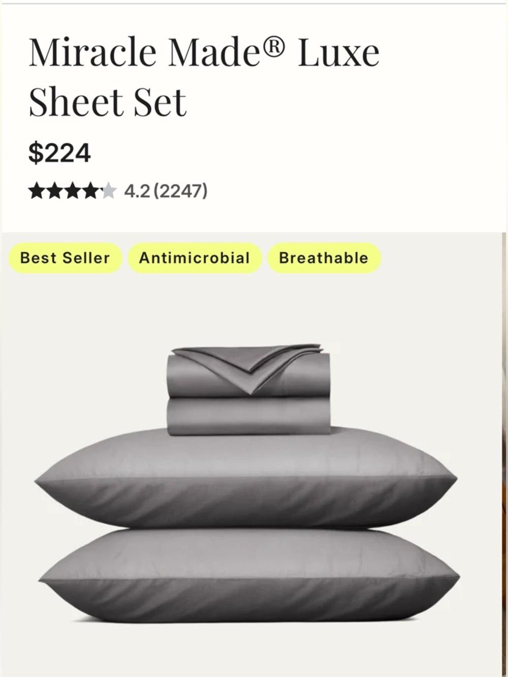 Miracle Luxe Sheet Set - Gray